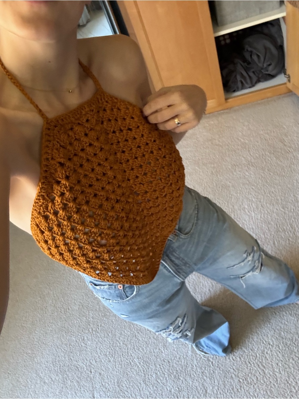 Hand-Crocheted Halter Top in Rust - Picture 5 of 5